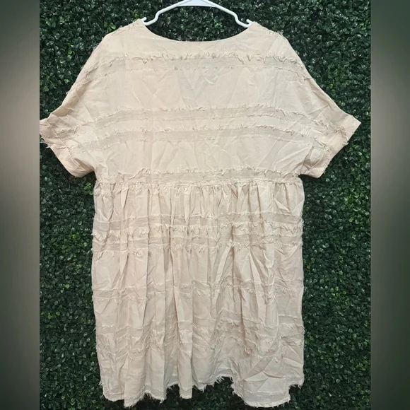 LISTICLE SHORT SLEEVE LINED BABY DOLL DRESS - Picture 2 of 7